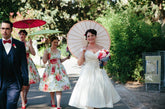 Ruched Off the Shoulder 50s Simple Vintage Country Style Tea Length Wedding Dress,20101618-Dolly Gown